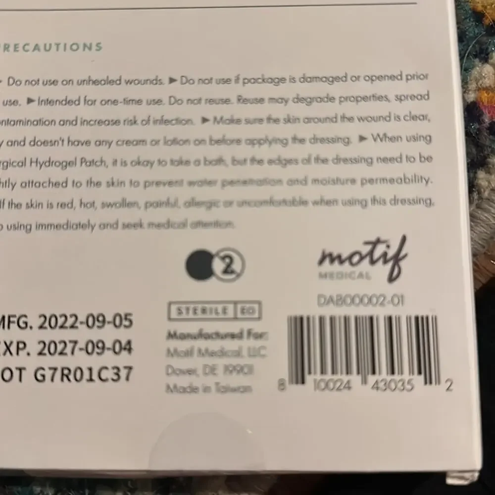 NEW Motif Medical Protect C-Section Dressing System surgical hydrogel patch Heal